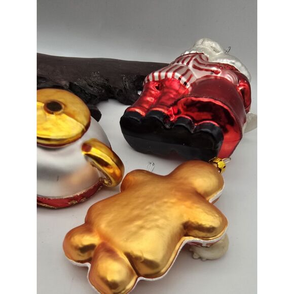 5 Blown Glass Christmas Ornaments ~ Gingerbread Mr And Mrs SANTA CLAUS Sweets - Picture 8 of 8